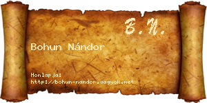 Bohun Nándor névjegykártya